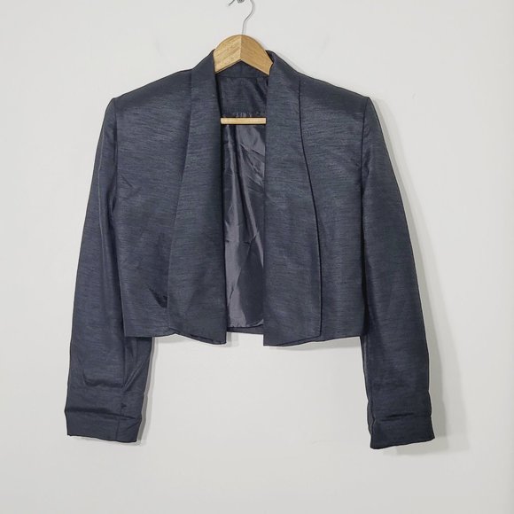 Influence Jackets & Blazers - Influence Cropped Suit Jacket Textured Sateen Open Front Lined Women Career Pads
